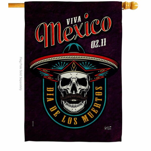 Patio Trasero 28 x 40 in. Viva Mexico House Flag with Fall Day of Dead Dbl-Sided Vertical Flags  Banner Garden PA3870259